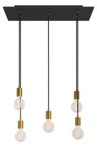 Creative cables Závěsná lampa s 5 světly, s obdélníkovým XXL baldachýnem Rose-one, textilním kabelem a kovovými komponenty Barva: Matný černý dibond