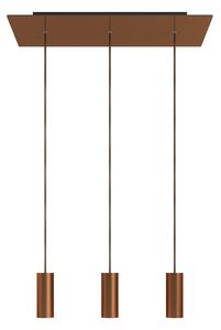 Creative cables Závěsná lampa se 3 světly, s obdélníkovým XXL baldachýnem Rose-one, textilním kabelem a kovovými stínidly Tub-E14 Barva: Hladký ocelový dibond