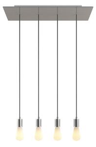 Creative cables Závěsná lampa se 4 světly, s obdélníkovým XXL baldachýnem Rose-one, textilním kabelem a kovovými komponenty Barva: Matný bílý dibond