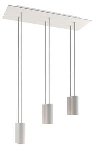 Creative cables Závěsná lampa s 6 světly, s obdélníkovým XXL baldachýnem Rose-one, textilním kabelem a kovovými stínidly Tub-E14 Barva: Matný bílý dibond