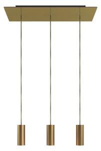 Creative cables Závěsná lampa se 3 světly, s obdélníkovým XXL baldachýnem Rose-one, textilním kabelem a kovovými stínidly Tub-E14 Barva: Hladký ocelový dibond