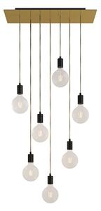 Creative cables Závěsná lampa se 7 světly, s obdélníkovým XXL baldachýnem Rose-one, textilním kabelem a kovovými komponenty Barva: Hladký mosazný dibond