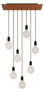Creative cables Závěsná lampa se 7 světly, s obdélníkovým XXL baldachýnem Rose-one, textilním kabelem a kovovými komponenty Barva: Hladký měděný dibond