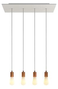 Creative cables Závěsná lampa se 4 světly, s obdélníkovým XXL baldachýnem Rose-one, textilním kabelem a kovovými komponenty Barva: Hladký mosazný dibond
