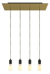 Creative cables Závěsná lampa se 4 světly, s obdélníkovým XXL baldachýnem Rose-one, textilním kabelem a kovovými komponenty Barva: Hladký ocelový dibond