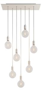 Creative cables Závěsná lampa se 7 světly, s obdélníkovým XXL baldachýnem Rose-one, textilním kabelem a kovovými komponenty Barva: Matný bílý dibond