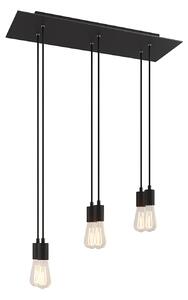 Creative cables Závěsná lampa s 6 světly, s obdélníkovým XXL baldachýnem Rose-one, textilním kabelem a kovovými komponenty Barva: Matný černý dibond