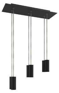 Creative cables Závěsná lampa s 6 světly, s obdélníkovým XXL baldachýnem Rose-one, textilním kabelem a kovovými stínidly Tub-E14 Barva: Matný černý dibond
