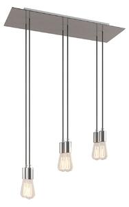 Creative cables Závěsná lampa s 6 světly, s obdélníkovým XXL baldachýnem Rose-one, textilním kabelem a kovovými komponenty Barva: Hladký ocelový dibond