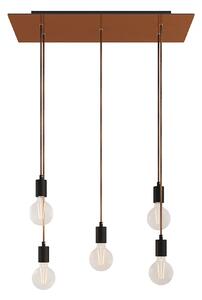 Creative cables Závěsná lampa s 5 světly, s obdélníkovým XXL baldachýnem Rose-one, textilním kabelem a kovovými komponenty Barva: Hladký měděný dibond