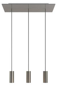 Creative cables Závěsná lampa se 3 světly, s obdélníkovým XXL baldachýnem Rose-one, textilním kabelem a kovovými stínidly Tub-E14 Barva: Hladký mosazný dibond