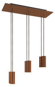 Creative cables Závěsná lampa s 6 světly, s obdélníkovým XXL baldachýnem Rose-one, textilním kabelem a kovovými stínidly Tub-E14 Barva: Hladký měděný dibond