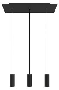 Creative cables Závěsná lampa se 3 světly, s obdélníkovým XXL baldachýnem Rose-one, textilním kabelem a kovovými stínidly Tub-E14 Barva: Matný černý dibond