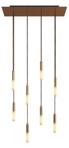 Creative cables Závěsná lampa s 8 světly, s obdélníkovým XXL baldachýnem Rose-one, textilním kabelem a kovovými komponenty Barva: Hladký mosazný dibond