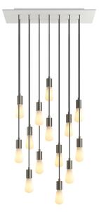 Creative cables Závěsná lampa se 14 světly, s obdélníkovým XXL baldachýnem Rose-one, textilním kabelem a kovovými komponenty Barva: Matný bílý dibond