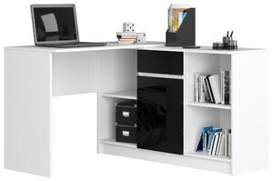 Designový psací stůl CASPER, bílý / černý lesk