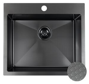 Laveo Malawi, 1-komorový nerezový dřez 580x500x200 mm, černá, LAV-SLM_710H
