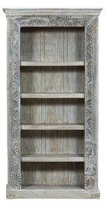 Knihovna z teakového dřeva, ruční řezby, 109x43x211cm