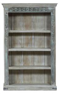 Knihovna z teakového dřeva, ruční řezby, 125x43x192cm