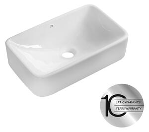 Laveo Kvadrato, umyvadlo na desku 485x295x125 mm, bílá lesklá, LAV-VUK_6249