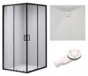 BPS-koupelny Čtvercový sprchový kout BL30B 90x90 černá/transparent + vanička HYD-SSV-JUKO bílá