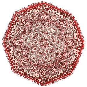 Koberec osmiúhelníkový ø 120 cm orientální styl, barva červená a krémová MEZITILI