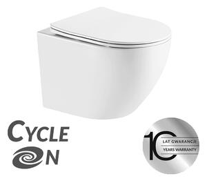 Laveo Desna Cycleon 2.0, závěsná WC mísa s toaletním sedátkem z duroplastu, Vortex splachování, bílá lesklá, LAV-VMD_610S