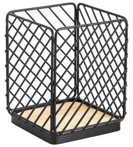 Laveo Oslo, stojan na příbory 106x106x140 mm, černá-hnědá, LAV-ELA_700A