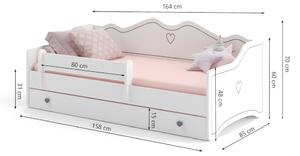 Dětská postel EMKA C + matrace, 80x160, bílá/růžová