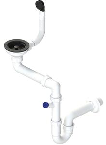 Laveo Sifon Space Saving pro granitové dřezy s 1 komorou - OKS_223C, černá mat
