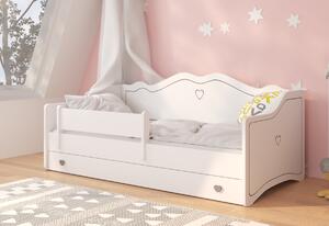 Dětská postel EMKA B + matrace, 80x160, bílá/růžová
