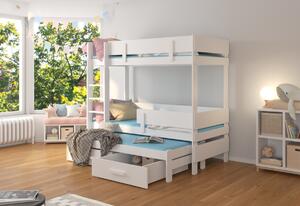 Dětská patrová postel ETAPO + 3x matrace, 80x180, bílá