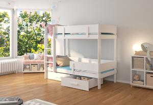 Dětská patrová postel ETIONA + 2x matrace, 80x180, bílá