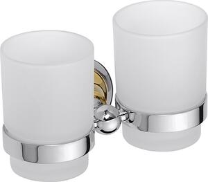 Bemeta Design RETRO gold-chrom: Držák kartáčků, dvojitý, sklo - 144210028