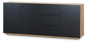 Komoda třídveřová s 3 zásuvkami Loftia - artisan/Černý mat
