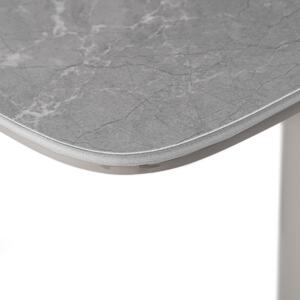Jídelní stůl 90+25x70 cm, keramická deska šedý mramor, masiv, šedý vysoký lesk HT-400M GREY