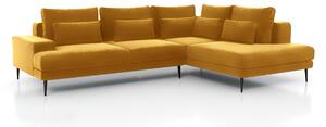 Moderní Rohová sedací souprava do obývacího pokoje Nicole L Žlutá Strana levá Barva Černý