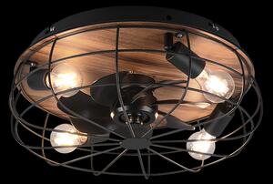 Trio R61105032 stropní ventilátor s osvětlením Trondheim 4x10W | E27 - dálkové ovládání, časovač, 3 rychlosti, dřevo, černá