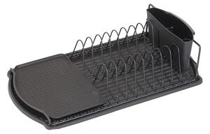 Kuchinox Torino, odkapávač na talíře a příbory 47,5x26,5x11 cm na postavení, černá matná, LAV-EKC_701A