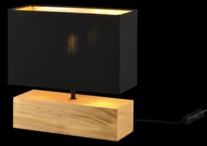 Trio R50181080 stolní svítidlo Woody 1x60W | E27 - kabelový spínač, dřevo, černá