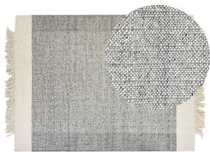 Vlněný koberec 140 x 200 cm šedý/krémově bílý TATLISU
