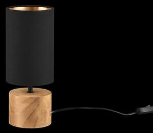 Trio R50171980 stolní svítidlo Woody 1x40W | E14 - kabelový spínač, dřevo, černá