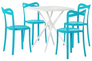 Zahradní souprava stolu a 4 židlí bílá / modrá SERSALE / CAMOGLI