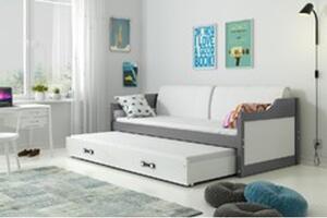 Dětská postel nebo gauč s výsuvnou postelí DAVID 190x80 cm Šedá Bílá