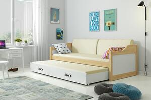 Dětská postel nebo gauč s výsuvnou postelí DAVID 200x90 cm Růžová Šedá