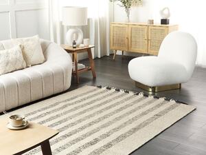 Vlněný koberec 140 x 200 cm černý/krémově bílý TACETTIN