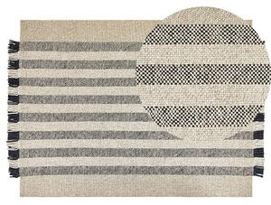 Vlněný koberec 140 x 200 cm černý/krémově bílý TACETTIN