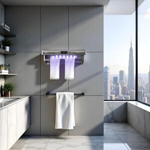Elektrický sušák na ručníky s UV dezinfekcí do koupelny/kuchyně, nástěnný, šířka 60 cm, 450 W, ElectricSun PREMIUM, šedý
