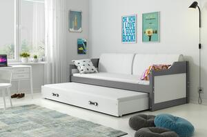 Dětská postel nebo gauč s výsuvnou postelí DAVID 200x90 cm Růžová Šedá