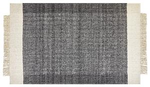 Vlněný koberec 140 x 200 cm černý/krémově bílý ATLANTI